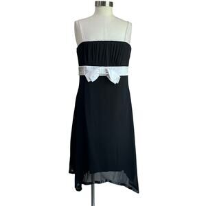 Star Vixen Y2K Black Dress with White Bow Asymmetrical Hem Size 1X